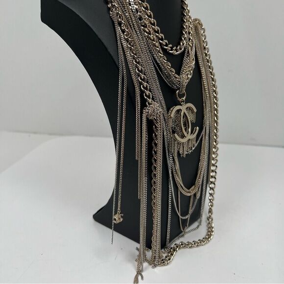 Chanel CC Multilayer  Metal Necklace Choker With Box - Picture 4 of 11